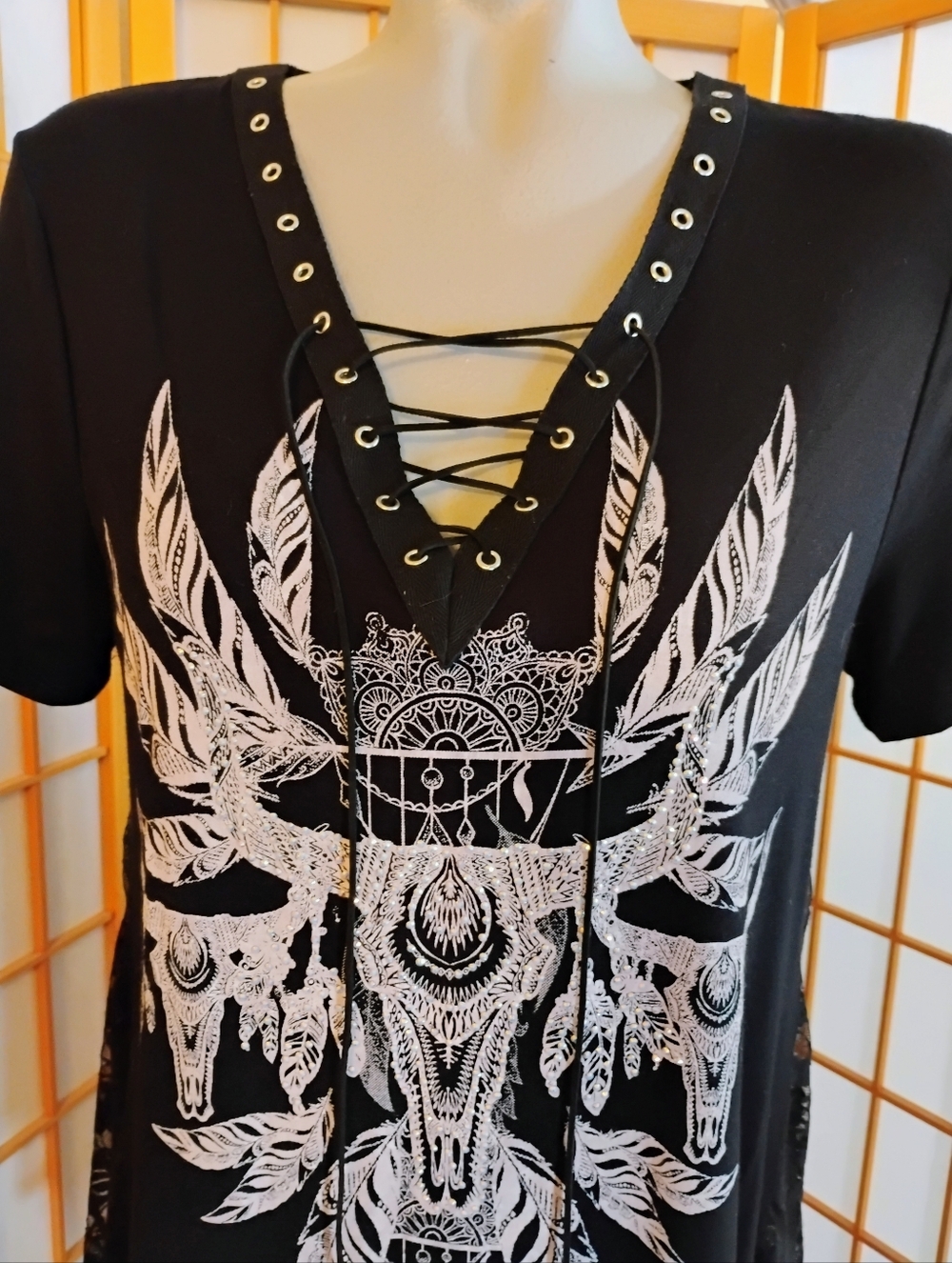 Vocal, Bling & Lace Top, LG - Picture 2 of 9